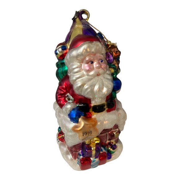1999 Lumière Glass Santa Centerpiece Ornament The Brass Key Hand Painted Vintage - Picture 7 of 10